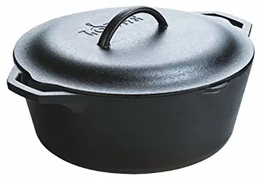 Lodge 7 Quart Pre-Seasoned Cast Iron Dutch Oven. Classic 7-Quart Cast Iron Pot with Lid and Dual Handles for Slow Cooking.