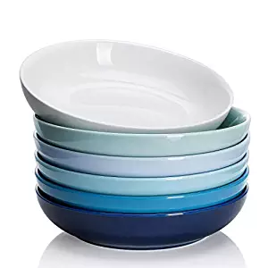 Sweese 1311 Porcelain Salad/Pasta Bowls - 22 Ounce - Set of 6, Cold Assorted Colors