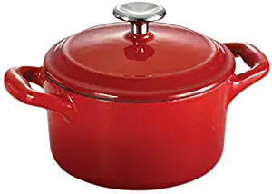 Tramontina 80131/049DS Enameled Cast Iron Covered Mini Cocotte, 10.5-Ounce, Gradated Red