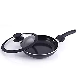 CeraPan Perfect Grip Nonstick 9.5-Inch Aluminum Fry Pan with Free Lid in Black-PFOA and PFTE Free-Oven and Dishwasher Safe
