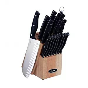 Oster 69529.14 Granger 14 Piece Cutlery Set with Wood Block, Black handles