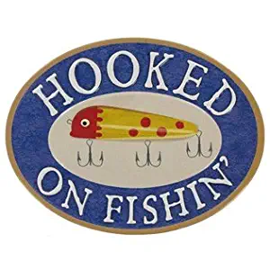 HOOKED ON FISHIN MAGNET Refrigerator Boat Fisherman Fishing Bait Hook Tool Tackle Box Garage Auto Shop MAN CAVE Father's Day Gift