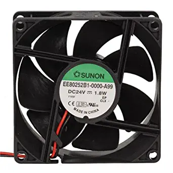 SUNON EE80252B1-0000-A99 DC Brushless Fan, 12" Leads Connection, Ball Bearing, 24 VDC, 75mA, 80 mm L x 80 mm W x 25 mm H