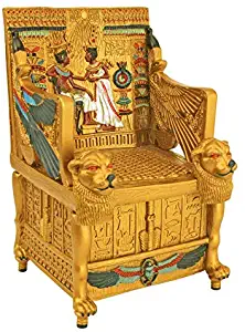 Design Toscano Egyptian Décor Trinket Box - King Tut's Golden Throne Jewelry Box - Egyptian Statues