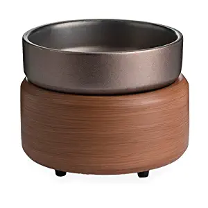 CANDLE WARMERS ETC 2-in-1 Candle and Fragrance Warmer for Warming Scented Candles or Wax Melts and Tarts with to Freshen Room, Pewter Walnut