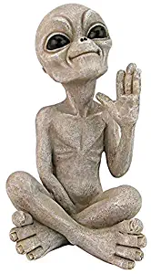 Design Toscano LY612303 Greetings Earthlings UFO Alien Statue, Small-Sitting, Sandstone