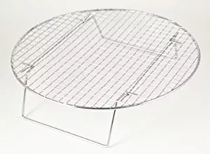 Chrome-Plated Cross-wire Cooling Rack, Wire Pan Grate, Baking Rack, Icing Rack, Round Shape, 2-Height Adjusting Legs - 14 ¾ Inch Diameter