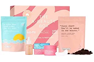 A-Beauty Box Skin Care Set. Limited Edition Organic Skin Care Kit from Sand & Sky, Go-To and Frank Body. Includes Face Oil, Australian Pink Clay Face Mask and Coffee Scrub