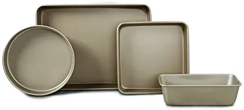Oster 108124.04 Gale 4 Piece Bakeware Set with Soft Exteriors, Gold
