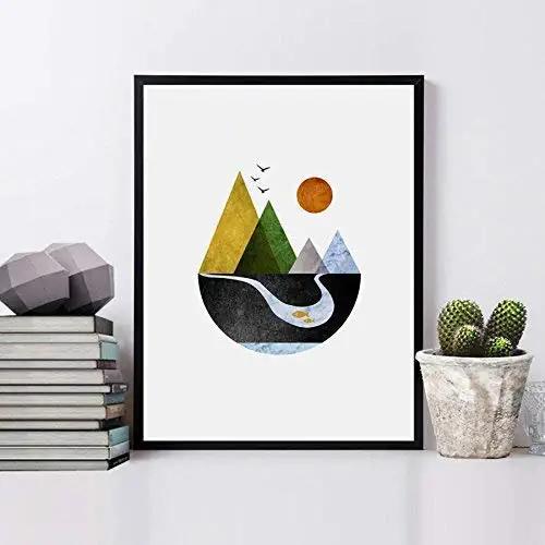 Mountains Art Print Minimal Home Decor Scandinavian Art Wall Print Geometric Art Minimalist Art Modern Wall Art Abstract Art 11x14inch Unframed