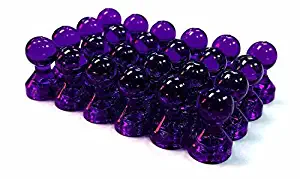 24 Purple Magnetic Push Pins - Perfect for Fridge Magnets, Whiteboards, and Maps (Purple)