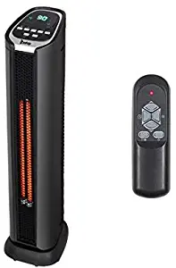 Infrared Space Heater, 1500W 2-Quartz Elements Portable Tower Heating Electric Heaters with Thermostat, Safety Overheat Protection for Indoor Large Rooms, Home, Office Black (2 Quartz Elements)