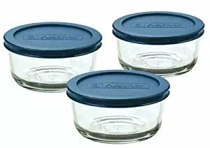 Anchor Hocking Classic Glass Food Storage Containers with Lids, Blue, 2 Cup (Set of 3)