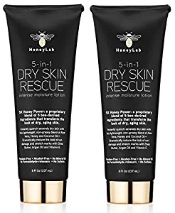 HoneyLab 5-in-1 Dry Skin Lotion. Intense moisture lotion for dry skin, sun damaged skin, bumps, and stretch marks. 8oz tube. (Two - 8oz)