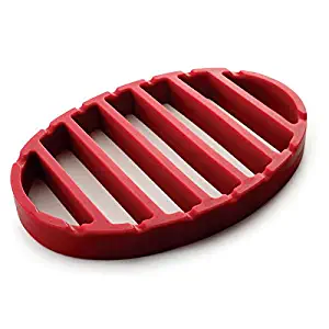 Nonstick Flat Oval Round Roasting Rack Pan for Healthy Turkey with FDA Approved, Red