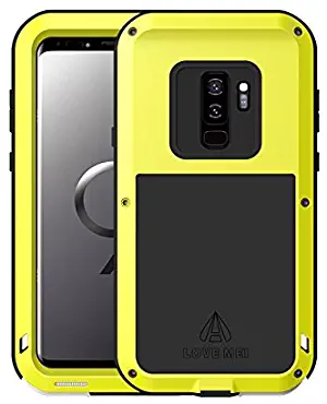 Samsung Galaxy S9 Plus Case,Bpowe Super Shockproof Silicone Aluminum Metal Armor Tank Heavy Duty sturdy Protector Cover Hard Case for Samsung Galaxy S9 Plus 6.2inch (Yellow)