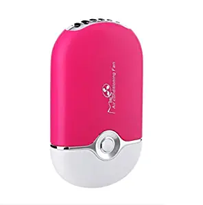 Happy-top Mini Personal Fan Portable USB Rechargeable Fan Bladeless Handheld Air Conditioning Fan Refrigeration Fans with Stand Sports Cooling Fan (Pink)