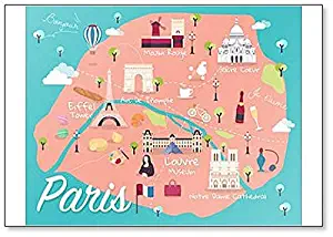 Map Of Paris Attractions Classic Fridge Magnet