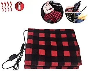 KIAN ABBOTT Electric Heating Blanket, 12V Lattice Fleece Multifunctional Travel Electric Blanket for Car,Great for Cold Weather, Traveling Camping,Tailgating, and Emergency Kits 58''X 40'' (Style 2)