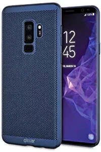 Olixar for Samsung Galaxy S9 Plus Slim Case - Heat Dissipating Mesh Cover - MeshTex - Cooling Case - Wireless Charging Compatible - Marine Blue