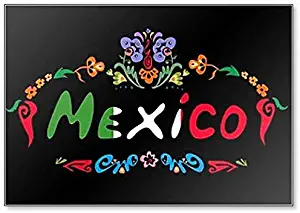 Floral Print with Mexico Lettering Fridge Magnet