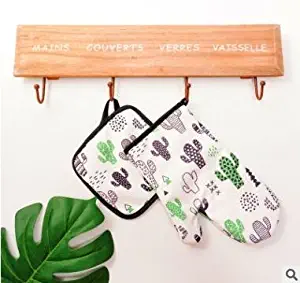 Autumn Water 1 Pair Cute Cotton Fashion Cactus Flamingo Kitchen Pad Cooking microwave baking BBQ oven potholders oven mitts kitchen gloves