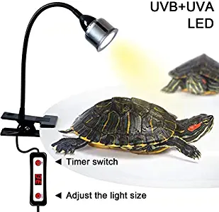 LHLYCLX UVB Reptile Heat Light, Timing LED UVA+UVB Heat Lamp with Flexible Clamp for Reptiles Amphibian Lizard Turtle Snake Tortoises Bearded Dragons Chameleon Lizard(Lamp Bulb Include)