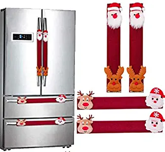 Christmas Santa Refrigerator Handle Covers 12" Microwave Oven Dishwasher Fridge Door Handle Covers Kitchen Appliance Handle Covers Christmas Decorations Set of 4