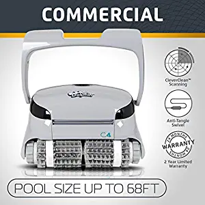 DOLPHIN C4 Commercial Robotic Pool Cleaner with Active Brushing and Dual Cartridge Filters, Ideal for Industrial Swimming Pools up to 68 feet.