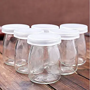 Astra shop Yoghurt Jars pudding Jar with Lid (3oz) 1set (6jars) Replacement Glass Jars for Yogurt Maker
