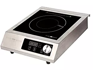 Evergreen Home Professional/Commercial Portable Induction Cooker Cooktop Countertop Burner 3500W(240V) with Digital Temperature Display and Stainless Steel Housing with Double Cooling Fan (sliver)
