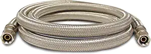 Kissler 88-6080 Braided Ice Maker Line, 1/4-Inch Compression by 1/4-Inch Compression, Stainless Steel