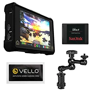 Atomos Shogun Inferno | 7 Inch Touchscreen Recording Camera Monitor Bundle with SanDisk 240GB Ultra II Internal Solid State Drive + Pearstone 7.5" Articulating Arm