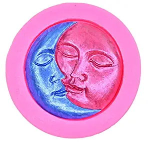 Moon Face Silicone Fondant Mold Sun and Moon Face Soap Mold Jelly Pudding Candy Making Silicone Mold Cake Decoration Mould Fondant Chocolate Small Pastry Tool