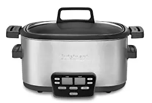 Cuisinart 3-In-1 Multi-Cooker, Slow Cooker, Steamer and Brown/Saute Options with Extra-Large Blue Backlit LCD Display and Glass Lid with Cool Touch Handles, Includes Automatic Keep Warm Feature