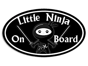 American Vinyl Black Oval Little Ninja ON Board Sticker (Funny car Baby Safety)