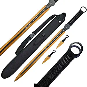 Ace Martial Arts Supply Ninja Machete Sword with Throwing Knife Full Tang Tactical Blade Katana, 27"