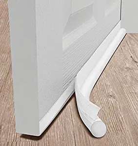 deeToolMan Door Draft Stopper 36”:One Sided Door Insulator with Hook and Loop Self Adhesive Tape Seal Fits to Bottom of Door (White)