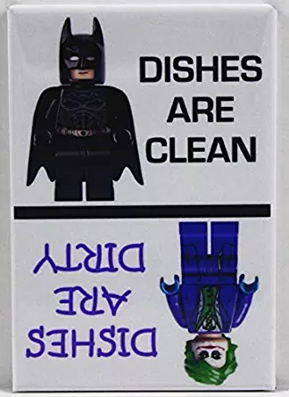 Clean/Dirty Batman & The Joker Dishwasher Magnet. Extra Strong Magnet! End Kitchen Problems! 100% Made in the USA!