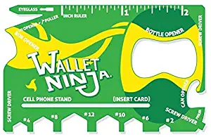 Limited Edition: LIME GREEN Wallet Ninja - 18 in 1 Credit Card Sized Multitool (#1 Best Selling in the World)