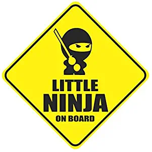 JS Artworks Little Ninja on Board Sign Car Vinyl Sticker Decal