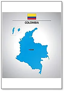 Outline Map of Colombia with Flag Classic Fridge Magnet
