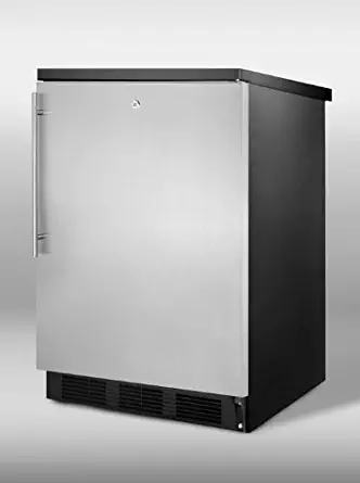 Summit FF7LBLSSHV 5.5 cu. ft. Freestanding Refrigerator in Black with Lock, Stainless Steel Door