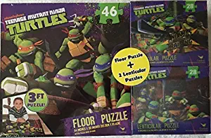 Teenage Mutant Ninja Turtles 3 Ft Floor Puzzle Plus Two 9" x 6" Lenticular Puzzles by Cardinal Industries