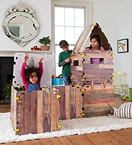 Fantasy Fort Kit Pretend Play Construction Building Set Indoor Playhouse Heavy Duty Faux Wood Panels Each Panel 22 x 22 Inches 32 Pieces