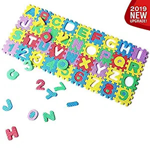 [2019 New] Eutuxia Alphabet Letters & Numbers Mini Puzzle for Building Blocks & Floor Play Mat. Fun & Colorful Educational Learning Toy for Toddlers, Babies & Kids. Safe Non-Toxic EVA Foam. [36 Pcs]