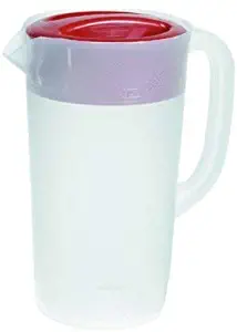 RUBBERMAID Covered Pitcher 2.25 qt - White with Red Cover (Renewed)