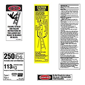 Werner 250 LB Fiberglass Step Ladder Label Kits (Pack of 6)