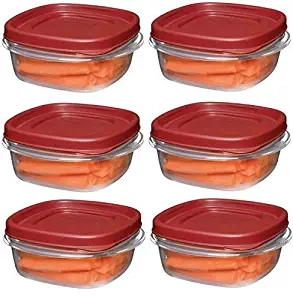 Rubbermaid 1776401 1 1/4-Cup Easy Find Lid Food Storage Container, Square, 6 pack