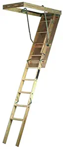 Louisville Ladder 22.5 by 54-Inch Wooden Attic Ladder, 7 Foot To 8-Foot 9-Inch Ceiling Height, 250-Pound Capacity, S224P